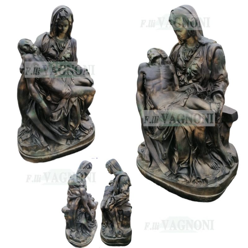 OUTLET STATUA PIETA' DI MICHELANGELO IN CEMENTO-BRONZO CM. 1